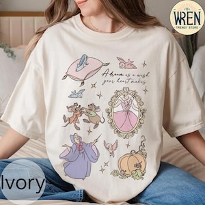 Retro Disney Princess Cinderella A Dream is a Wish Your Heart Makes Shirt, Magic Kingdom Tee, Disneyland Girls Trip Tee, Disney Coquette Bow