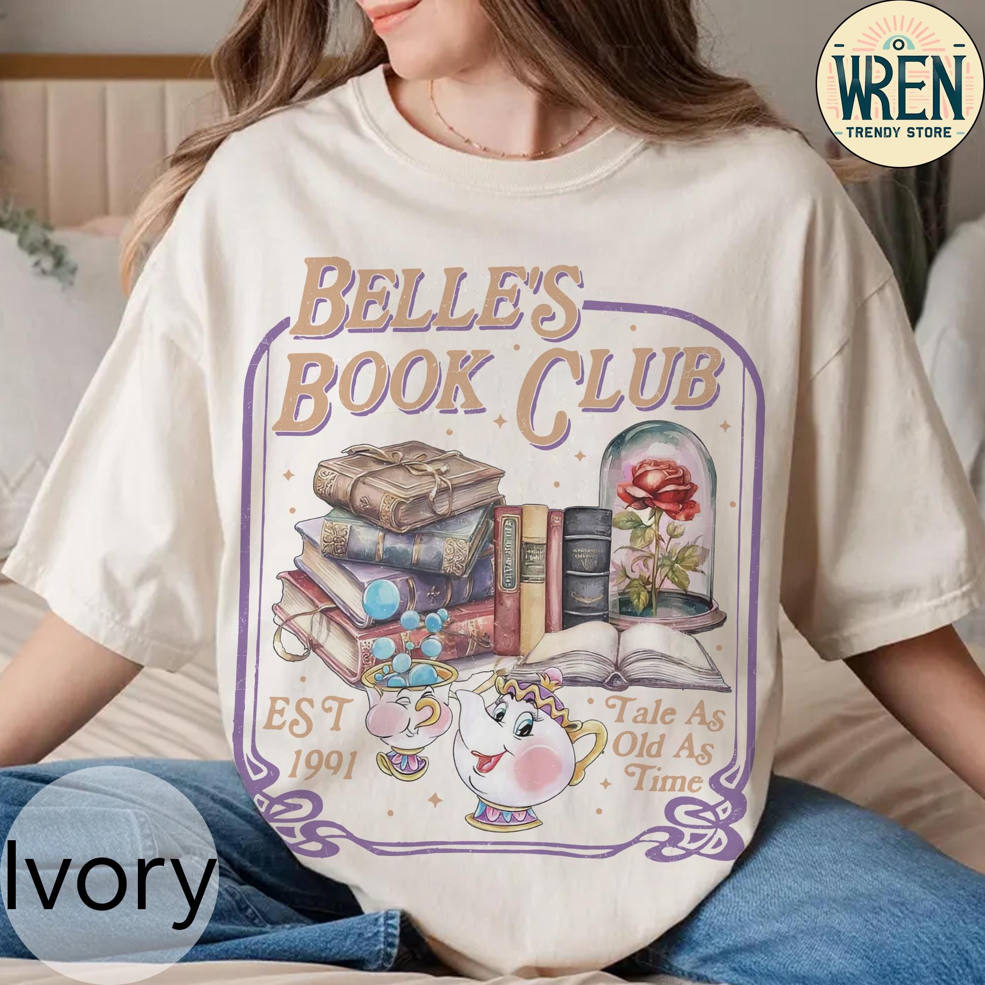 ヴィンテージ ベルのブッククラブ シャツ、美女と野獣 Tシャツ、昔話