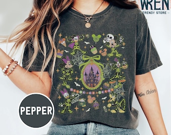 Retro Coquette Bow Mickey and Friends Disney Halloween Shirt, Mickey's Not So Scary Halloween Party 2025 T-shirt, WDW Halloween Family Tees