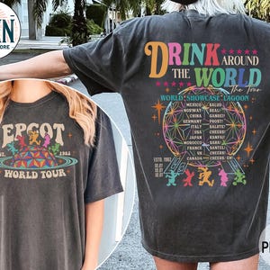 Retro Epcot Drink Around The World-tröja, Drink Around The World-tröja, Disney Epcot 1982-tröja, Epcot Drink Around The World-tröja