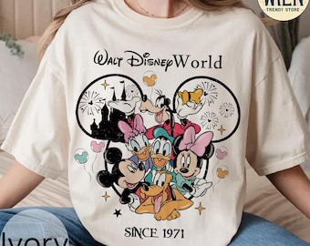 Camisa retro de colores cómodos de Mickey y sus amigos de Disneyworld