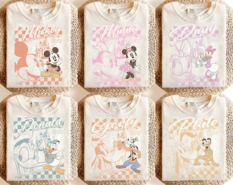 Vintage Disney Mickey And Friends Classic Shirt, Checkered Mickey Shirt, Disneyworld Shirt, Disneyland Shirt, Disney Family Vacation Shirts