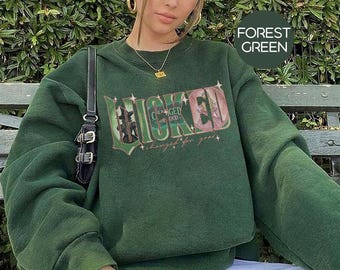 Vintage Wicked Sweatshirt, Nostalgic Wizard of Oz Font Cozy Crewneck, Broadway Musical Theater Gift, Wicked Movie Merch,Wizard Movie Fan Tee