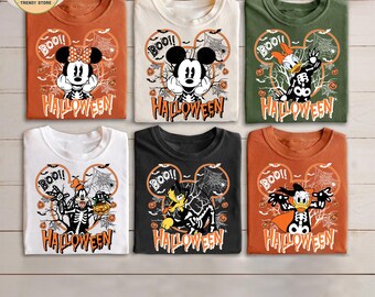 Vintage Disney Halloween All Characters Shirts, Mickey And Friends Halloween Shirt, Halloween Party Shirt, Disney Family Halloween Shirts
