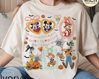 Camiseta retro de Halloween de Pesadilla en la Calle Mayor, camiseta de Halloween de Mickey y Minnie, camiseta de fiesta de Halloween de Disney, viaje de vacaciones de Disney 2025