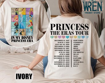 Camiseta retro de la gira de las Eras de las Princesas, camiseta de la gira de las Princesas Disney, camiseta de los Personajes de las Princesas Disney, camiseta de viaje de chicas Disney, camiseta de viaje a Disneyland
