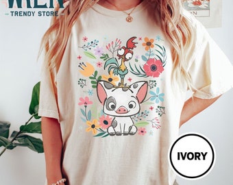 Camisa Moana Comfort Colors: Hei Hei, camiseta floral Pua