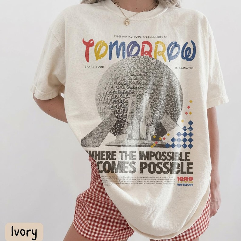 Comfort Color Retro Disney EPCOT Tomorrow T-Shirt 1989, Vintage Disney World Tee, The Center Tee, Family Matching for Disney Vacation 2026 image 1