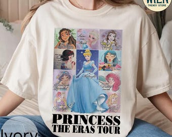 Camiseta retro de la gira de las princesas de Disney, camiseta de Disney, camiseta de personajes de Disney, camiseta de viaje para chicas, camiseta de Disneyland Mama, Tiana, Ariel, Cenicienta