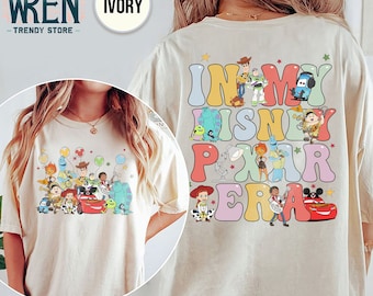 Retro en mi era de Disney Pixar camisa de colores cómodos de dos caras, camisa de Disney Magical Pixar Tour, camisa de Toy Story, camisa de Car Lightning Mcqueen