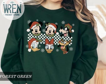 Sudadera navideña vintage de Mickey y sus amigos: Camiseta navideña de Disneyland