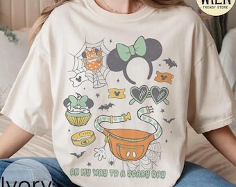 Vintage Coquette Bow Auf Meinem Weg zu einem Gruseligen Tag Halloween Shirt, Disney Minnie Maus Mädchen Reise, Micky ist nicht So Gruselig Halloween Party 2025 T-Shirt