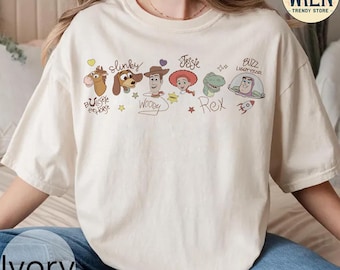 Retro Disney Toy Story Signatures T-shirt, Toy Story Characters Shirt, Woody Jessie Buzz Lightyear Shirt, You've Got A Friend In Me Tee