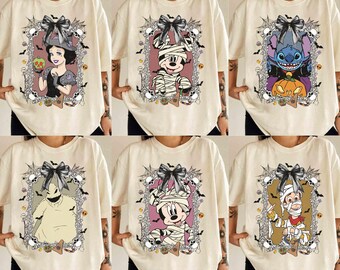Magliette personalizzate di Halloween con tutti i personaggi Disney, festa di Halloween di Topolino e i suoi amici, magliette per il viaggio in famiglia Disney 2025, maglietta Coquette Disney