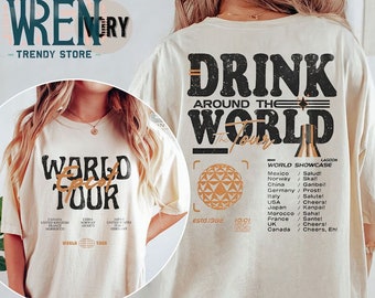 Camisa vintage de Disney Epcot World Tour, Camisa de bebida alrededor del mundo, Camisas de grupos de Disney, Camisa de viaje de Disneyland, Camisa Epcot Disneyworld