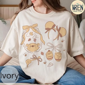 Vintage Comfort Colors Coquette Bow Winnie The Pooh Shirt, Pooh Bear Fall Vibes Tee, Disney Family Trip 2025 Shirt, Pooh And Friends Shirt