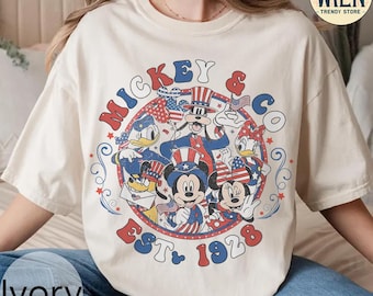 Retro Mickey & Co 4 juli-tröja i komfortfärger