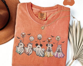 レトロなミッキーマウスのハロウィンシャツ：コンフォートカラーのスプーキーTシャツ
