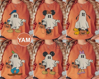 Custom Disney Mickey Ghost Halloween Comfort Colors Shirt, Disney All Characters Ghost Tee, Mickey Spooky Shirt, Mickey's Not So Scary Shirt