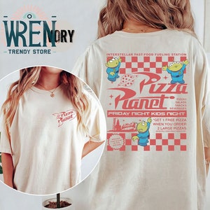 Vintage Two-sided Pizza Planet Toy Story Shirt, Disney Toy Story Aliens Comfort Colors Shirt, Pizza Planet Shirt, Toy Story Family Shirts