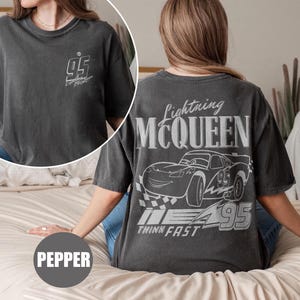 Retro Lightning McQueen-tröja, McQueen-tröja med två sidor, Disney Pixar-biltröja, tröja med kylarfjädrar, matchande WDW Cars-tröja