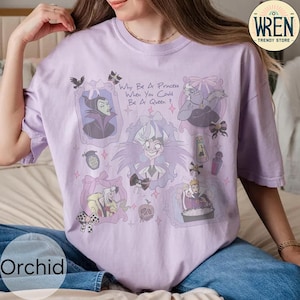 Retro Coquette Bows Disney Villains T-shirt, Why Be A Princess When You Could Be A Queen Tee, Disney Halloween Shirt, Disneyland Villains