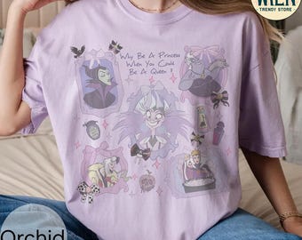 Retro Coquette Bows Disney Villains T-shirt, Why Be A Princess When You Could Be A Queen Tee, Disney Halloween Shirt, Disneyland Villains