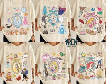 Retro Disney Prinzessin Comfort Color® Shirt, Disneyland Prinzessinnen Shirt, Disney Familien Reise T-Shirt, Disney World Shirt, Meerjungfrau Shirt