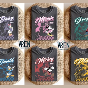 Vintage Disney Mickey And Friends Classic Shirt, Checkered Mickey Shirt, Disneyworld Shirt, Disneyland Shirt, Disney Family Vacation Shirts
