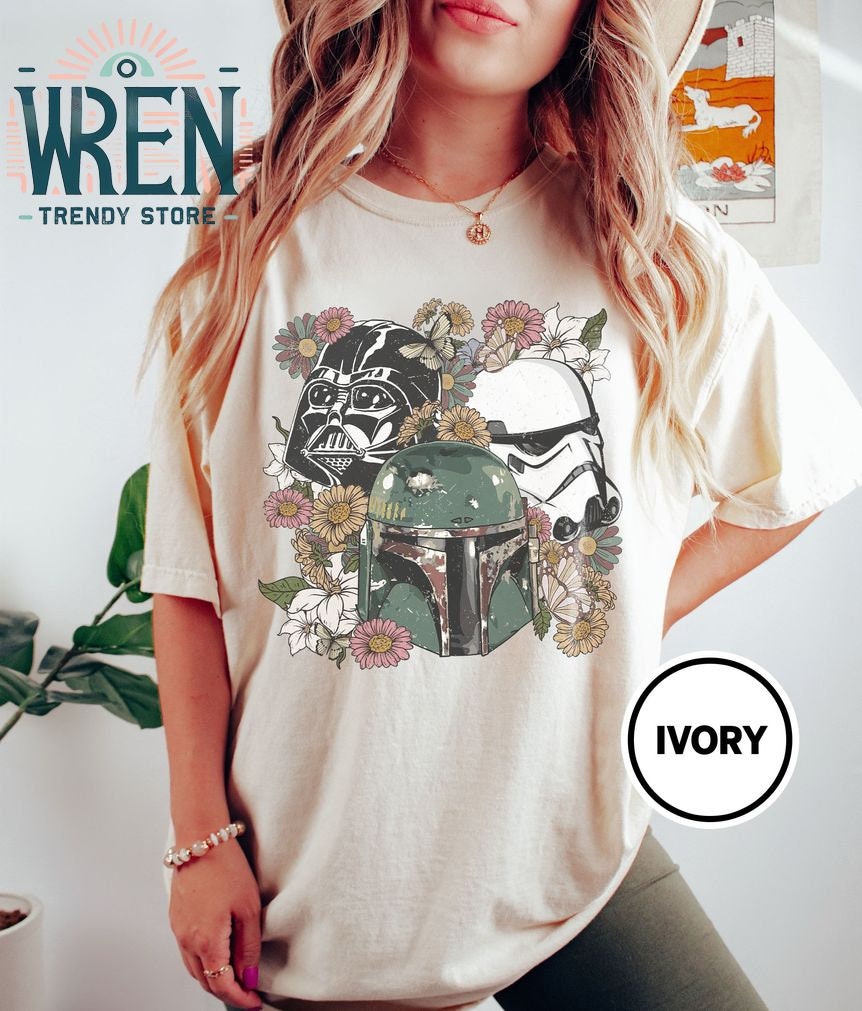 Camiseta Star Wars Para Hombre | Diseño De Flores Antiguas | Manga Corta