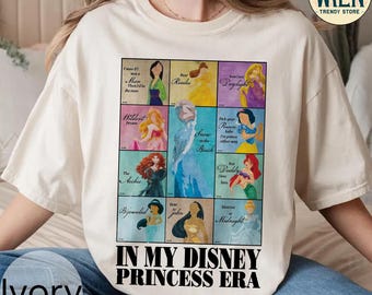 Camiseta retro de la gira de las princesas Disney, camiseta de Tiana, Ariel y Cenicienta de Disney, camiseta de personajes Disney, camiseta de viaje para chicas, camiseta de Disneyland Mama