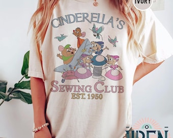 Retro Jaq & Gus Gus Comfort colors Shirt, Disney Cinderella's Sewing Club Shirt, Disneyland Cinderella Est 1950 Shirt, Disneyworld Trip Tee