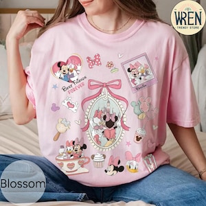 Retro Coquette Bows Minnie and Daisy Shirt, Disney With My Bestie, Disney Girls Trip shirts, WDW Magic Kingdom Disneyland Matching Girls Tee