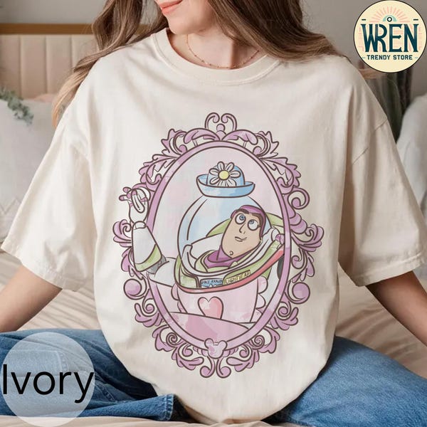 Retro Coquette Bow Buzz Lightyear Comfort Colors Shirt, Toy Story Friends Shirt, Disney Shirt, Toy Story Birthday Shirt, Disney Pixar Shirt