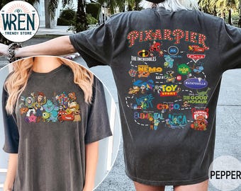 Vintage Disney Pixar Characters Comfort Colors Shirt, Toy Story Shirt, Monster Inc Shirt, Up Movie Shirt, Disneyland Pixar Fest 2025 Shirt