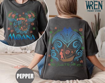 Camiseta de Moana de Disney con colores vintage y confort, camiseta "Come What May I Know The Way", camiseta de aventuras de Disney, camiseta de viaje a WDW, Moana con orejas de Mickey Mouse