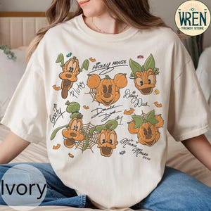 Vintage Disney Halloween Pumpkin Signature Shirts, Mickey And Friends Halloween Shirt, Halloween Party Shirt, Disney Family Halloween Shirts