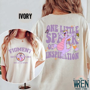 Two-Sides Disney Figment Shirt, Figment Comfort Colors Shirt, One Little Spark Of Inspiration Shirt, Purple Dragon Shirt, Disney Epcot Shirt