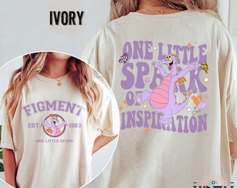 Tweezijdig shirt Disney verzinsel, shirt verzinsel comfortkleuren, één klein vonkje inspiratie shirt, shirt paarse draak, shirt Disney Epcot, shirt Disney Epcot