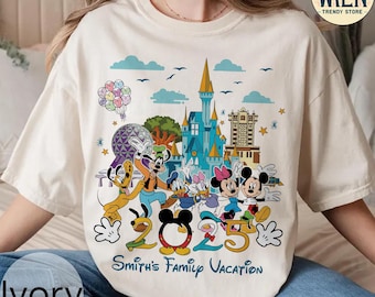 Camiseta personalizada de viaje a Disney 2025, camiseta a juego para viajes familiares, camiseta de Mickey y sus amigos de WDW Disneyworld, camisetas para vacaciones familiares