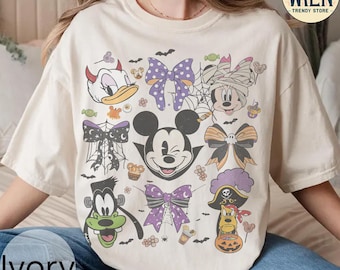 Coquette Bows Disney Halloween 2025 Shirts, Disney Halloween Family Matching Tee, Mickey and Friends Halloween, Mickey&#39;s Not So Scary Party