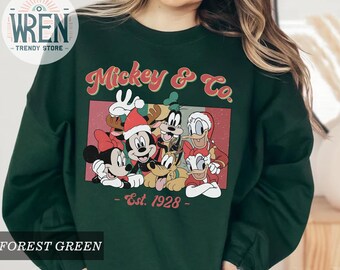 Vintage Mickey und Co 1928 Shirts, Retro Disney Weihnachten Sweatshirts, Disneyland Weihnachten Sweatshirts, Weihnachtsfamilie Shirt, Disney Weihnachten