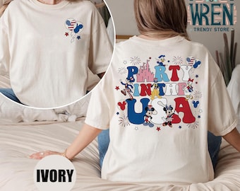 2-sided Mickey and Friends Party in the USA Shirt, American Shirt, Disney Patriotic Shirt, Magical Independence Day, Disney 4th of July Tee