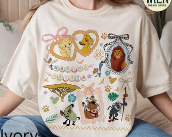 Coquette Bow Locket Disney The Lion King Hakuna Matata Baby Tee Croptop, Disney Animal Kingdom Baby Tee, Girly Mufasa Simba Timon Pumbaa Tee