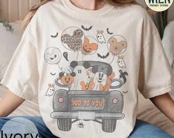 Vintage Mickey Minnie Halloween Shirt, Disney Halloween Shirt, Mickey Minnie Balloons Halloween Shirt, Halloween Pumpkin Shirt, Disney Trip