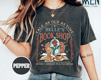Vintage Belle’s Book Cafe Shirt, Belle Book Shop T-shirt, Disney Princess Belle, Beauty and the Beast Tee, Book Lover Gift, Disney Trip Tee
