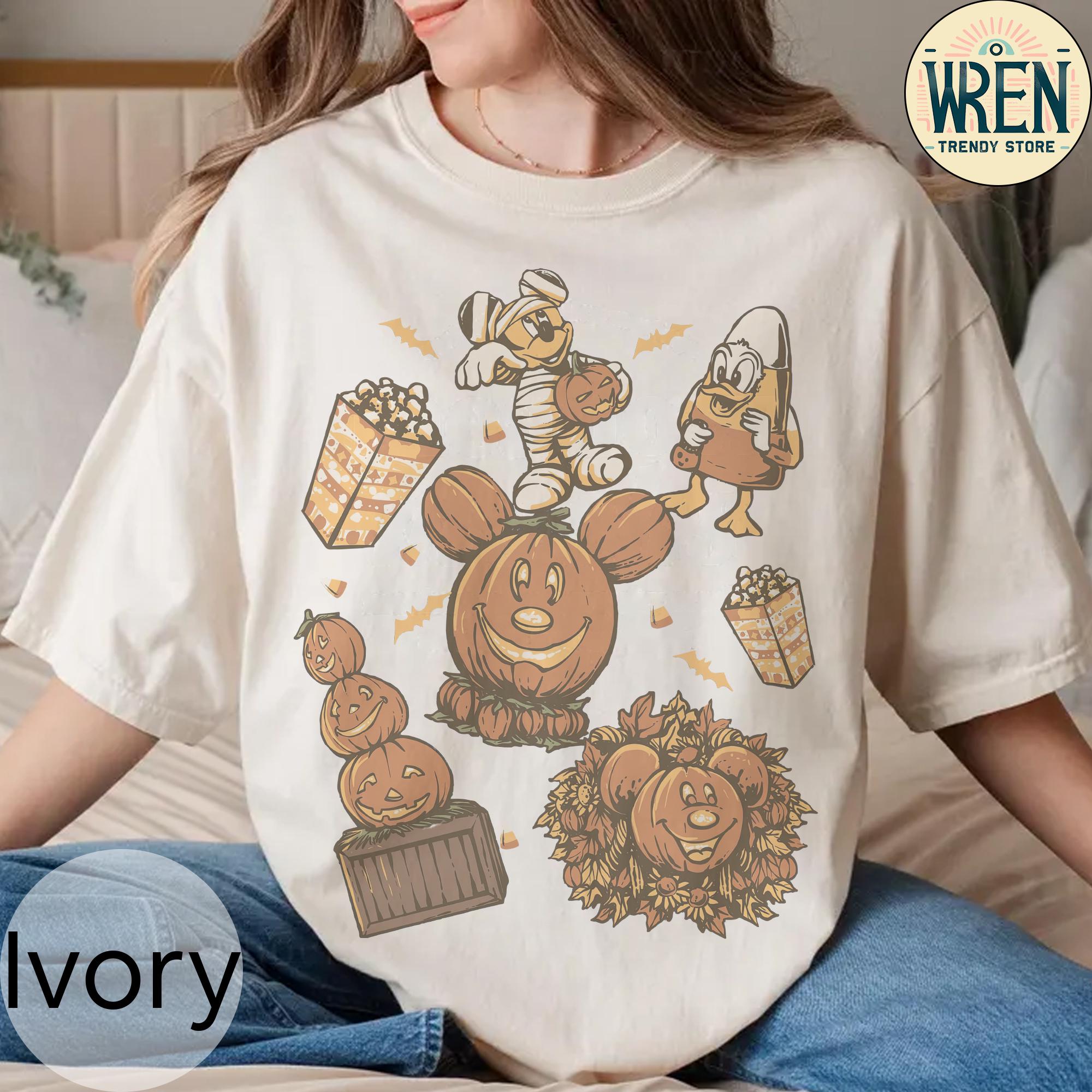 Vintage Disney Halloween Pumpkin Shirt, Mickey Mummy Fall Treats Tee, Cute Mickey Candy Corn Shirt, Comfort Colors Autumn Disney Trip Shirt
