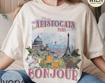 Camiseta retro de Disney Los Aristogatos, camiseta de Marie Toulouse Berlioz con los gatos, camiseta de Cats Paris, camisetas de Disney Animal Kingdom, camiseta de Disney con los gatos