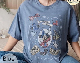 Retro Disney Fantasia Sorcerer Comfort Color Shirt, Mickey Mouse Magic Wizard Shirt, Magic Kingdom Shirt, Disney Trip Shirt, Family Shirt