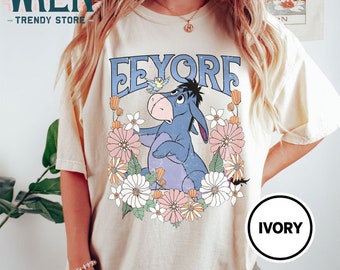 Retro Disney Eeyore Comfort Colors Shirt, Eeyore Winnie The Pooh Shirt, Eeyore Floral Shirt, Disney Family Trip Shirts, Disney Eeyore Shirt